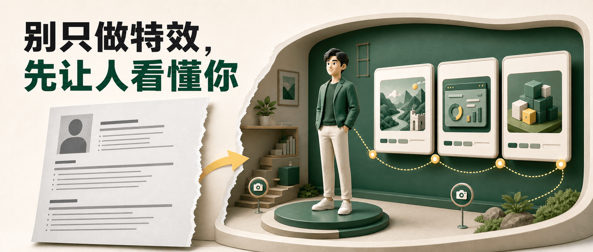 别再只交 PDF:用一张照片做出会动的 3D 个人主页