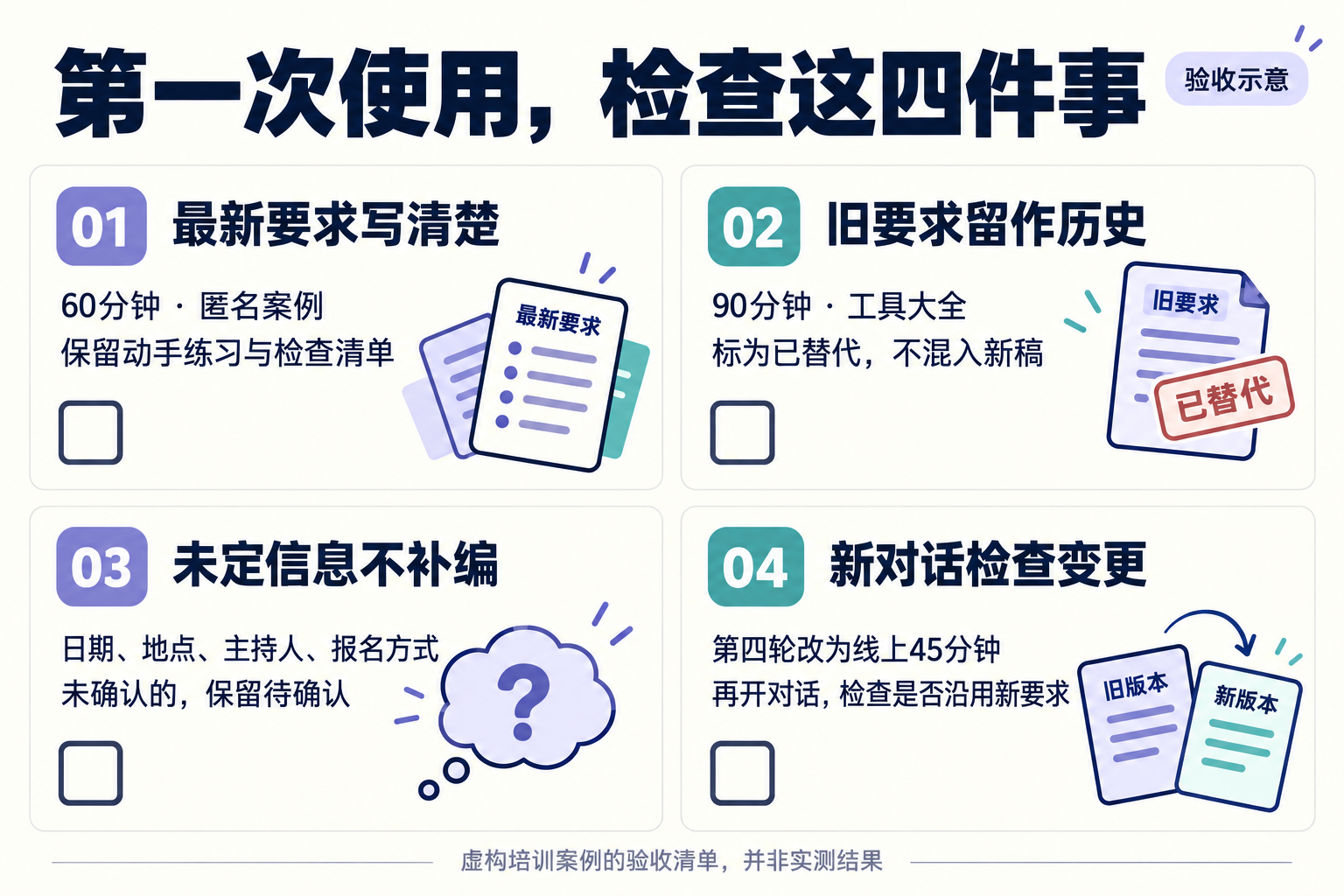 培训项目的最新要求、旧版、未定信息与新对话变更检查