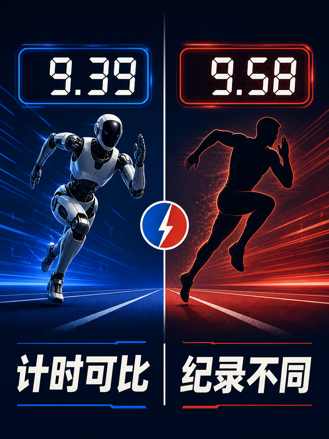 9.39 秒与 9.58 秒计时可比，但纪录体系不同